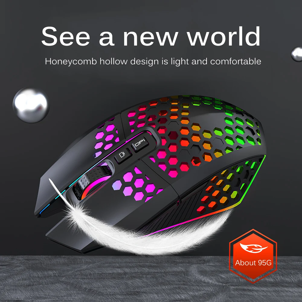 

2.4G Luminous Wireless Mouse Wireless Control Rechargeable Optical Mouse Colorful Breathing Light Flexible Gaming Optical Mouse