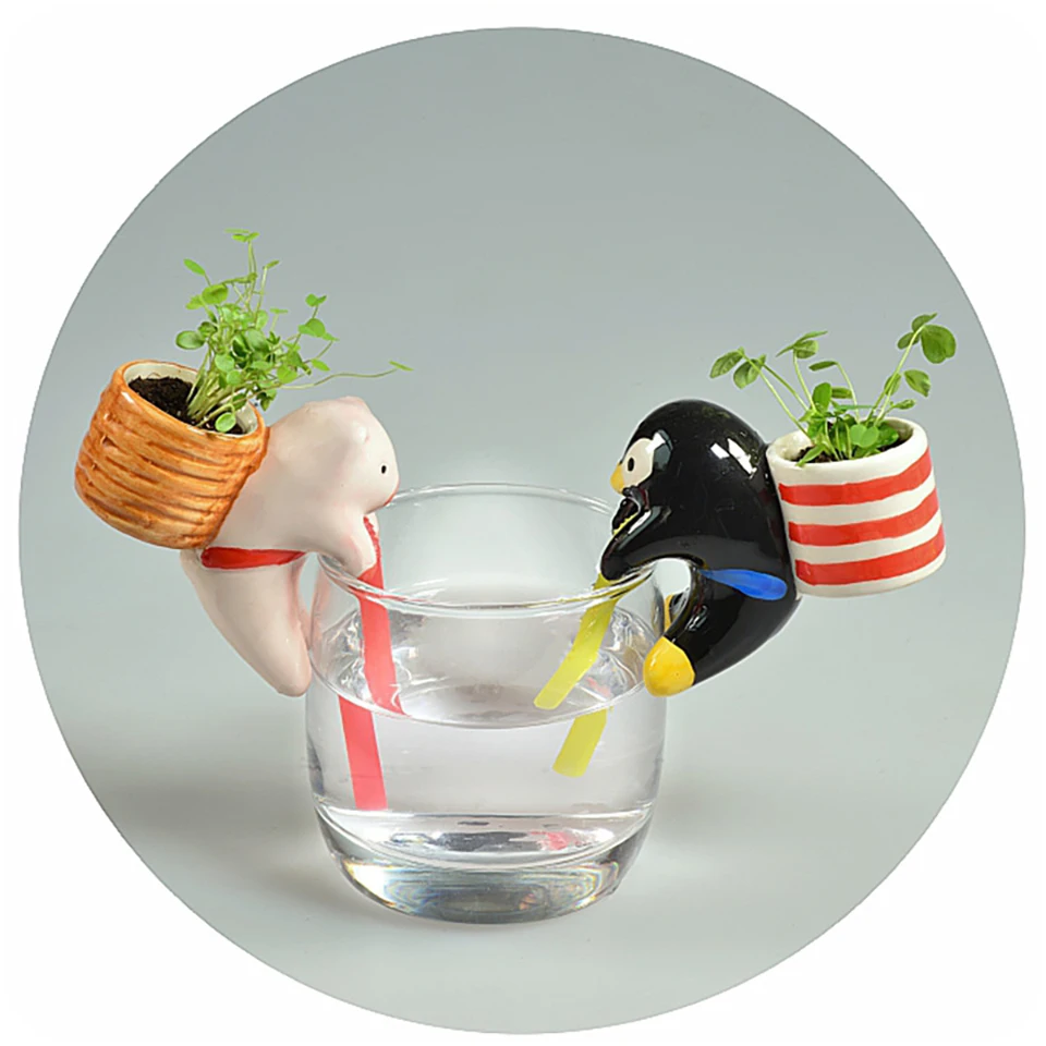 Креативный самополив цветочный горшок водопоглощение бонсай милые животные