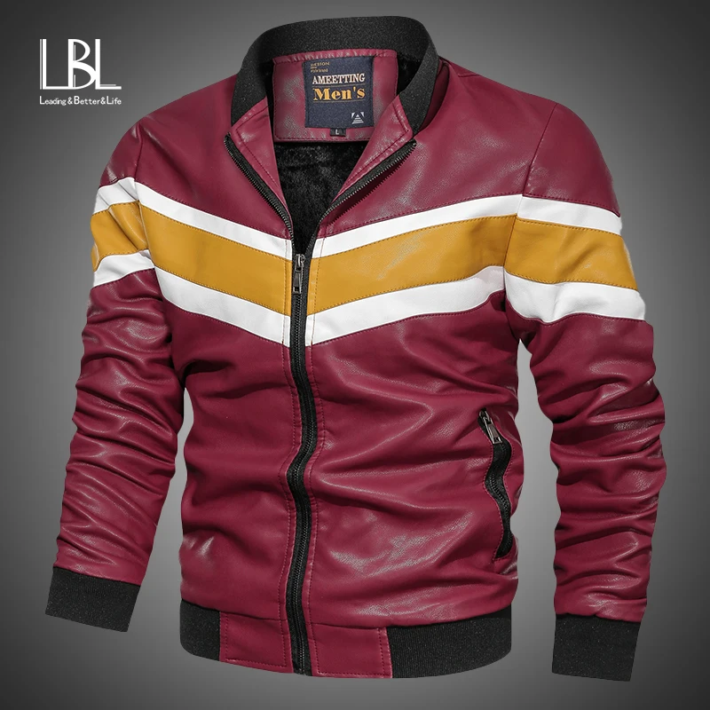 Мужская кожаная куртка из искусственной кожи 2019 модная Осенняя мотоциклетная