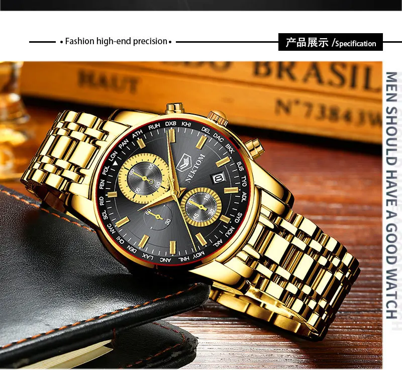 Часы мужские кварцевые с хронографом многофункциональные модные