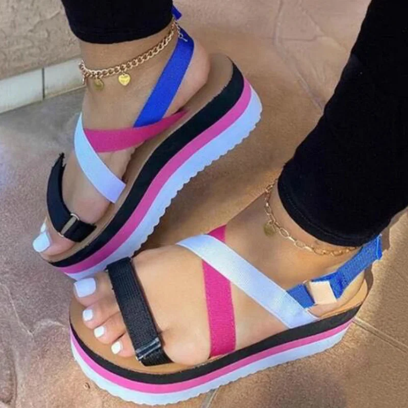 

Sandals Women Open Toe Casual Female Beach Shoes Summer New Fashion Women's Sandals 2021 Platform Heel Women Sandals