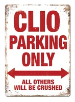clio parking white metal wall sign plaque art garage classic car scenevisit our store more products