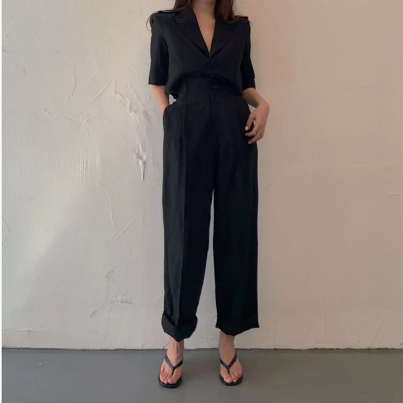 Женские летние костюмы 2020 комплект из 2 предметов брюки с высокой талией
