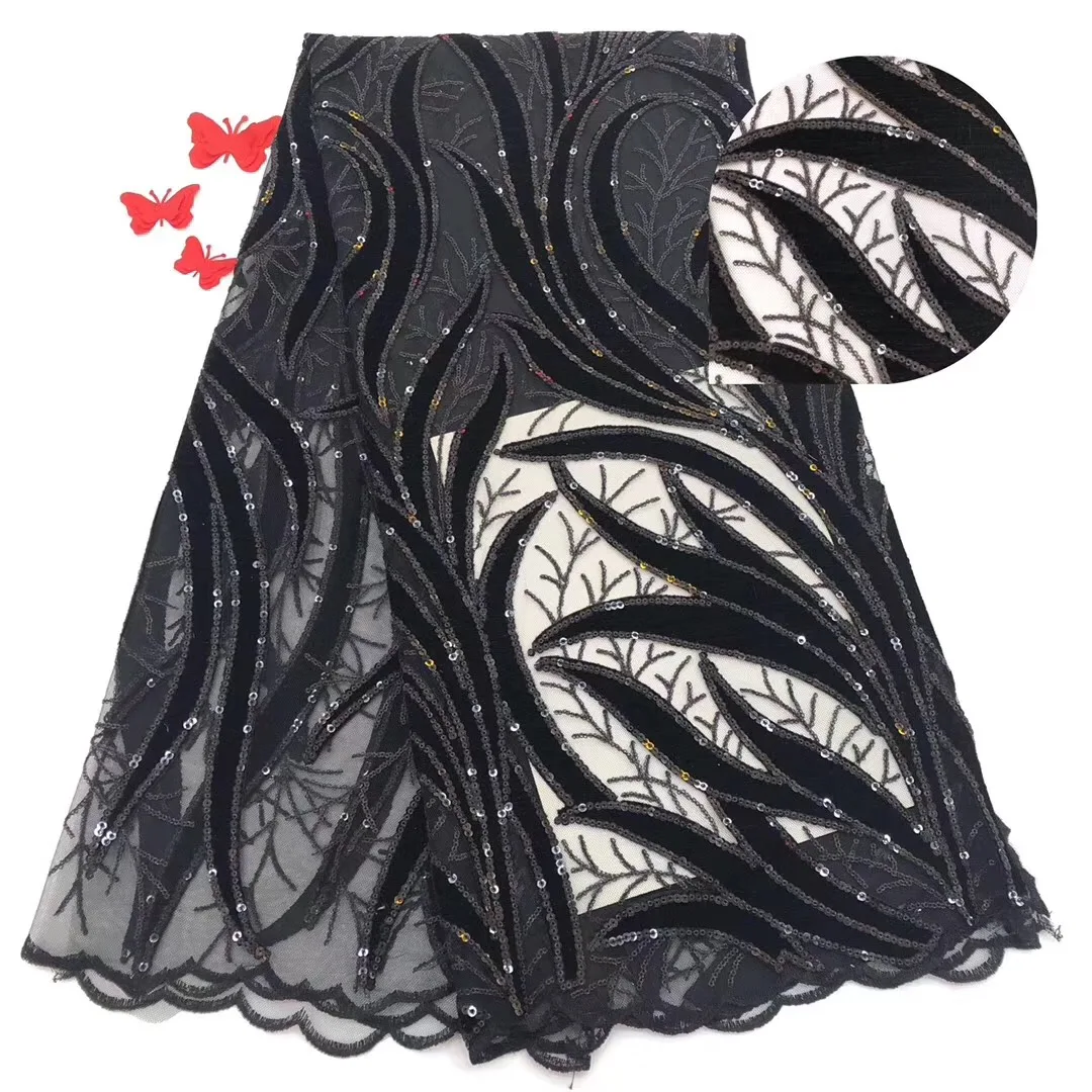Paarse Kleur Fluweel Kant Afrikaanse Tulle Franse Netto Stoffen Nigeriaanse Bruiloft Mesh Fluwelen Met Sequin | Дом и сад