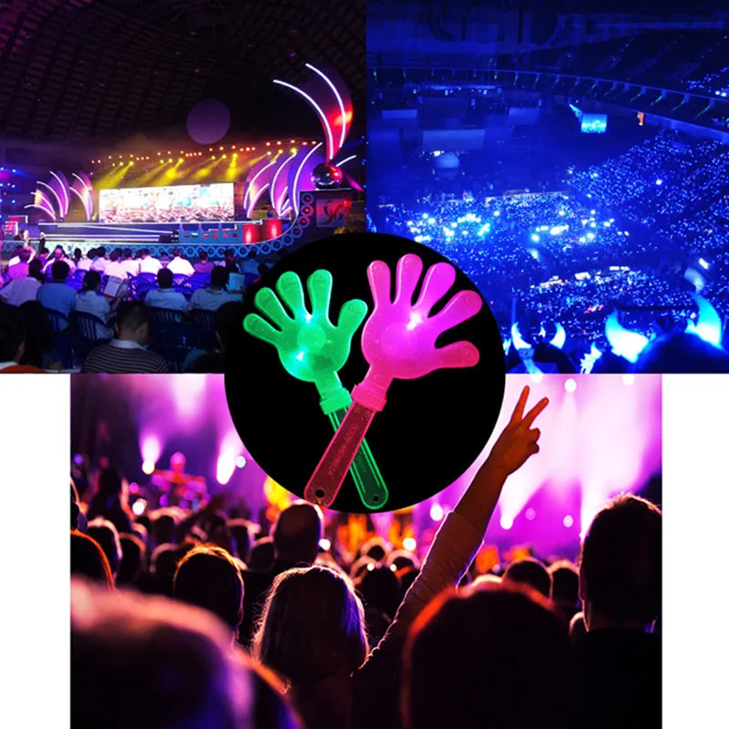 

28cm Light Up Toys Applause Props LED Light Hands Clapper Palms Shoot Kids Toy Party Favors Rattle Plastic Halloween Decor