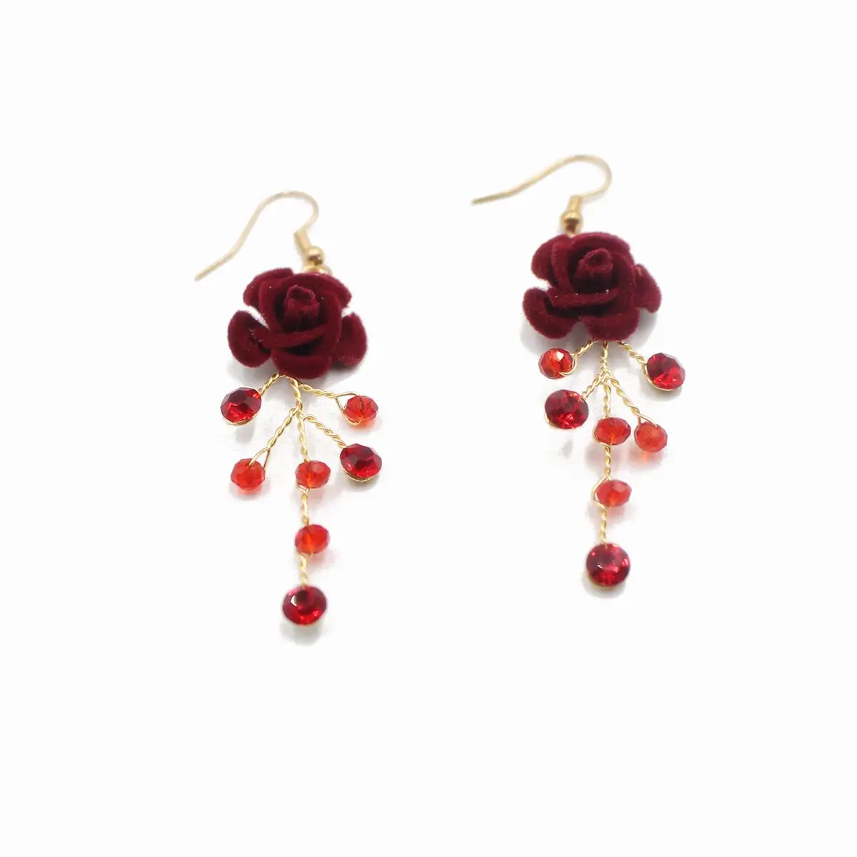 

Red Crystal Dainty Bridal Earring Bride Unique Wedding Earrings Bridal Earrings Pearls Bridal Tiara Pierced Dangle Earrings