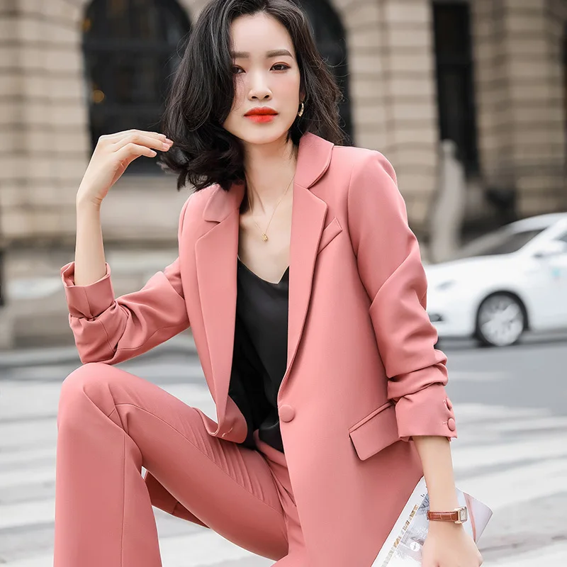 High Quality Fabric Elegant Yellow Formal Uniform Designs Pantsuits with Pants and Jackets Coat OL Styles Professional Blazers | Женская