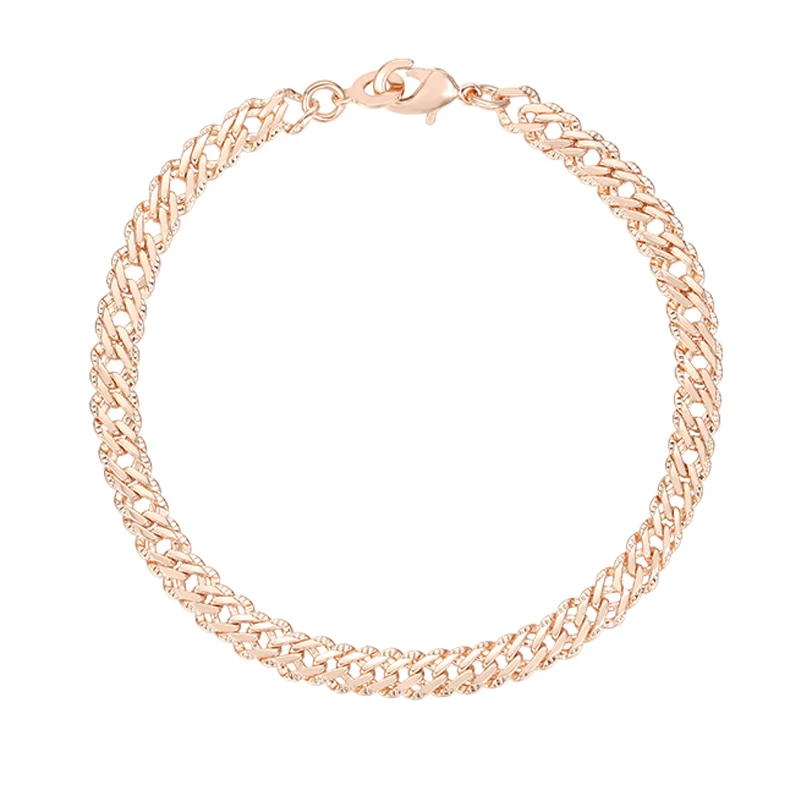 Браслеты FJ 5 мм для женщин и мужчин золотого цвета 585 ожерелье с цепочкой резным