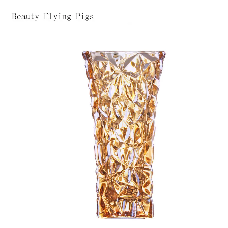 

European Style Simple Transparent Glass Vase Ornaments Restaurant Living Room Flower Ware Flower Vase Decoratives Home Decore