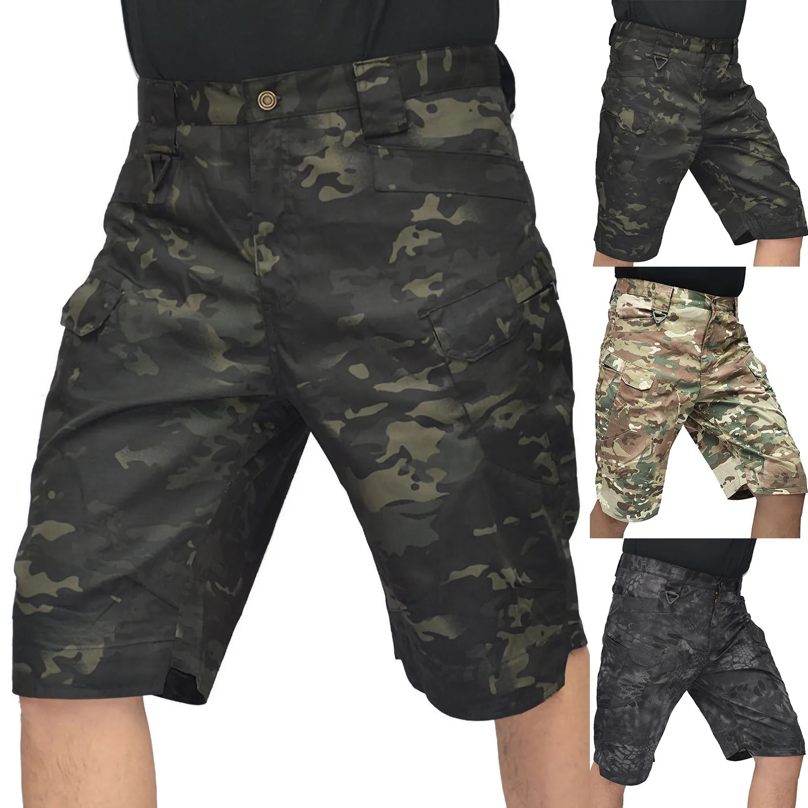 Men's Military Long Length Cargo Shorts Summer Casual Cotton Capri Pants Hot Breeches Plus Size Multi-Pocket Tactical Shorts