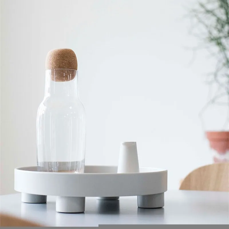 Nordic Wooden Round Storage Tray for Living Room Bedroom Makeup Organizer Sundries Desktop Jewelry Rack Teapot Display Plate | Дом и сад