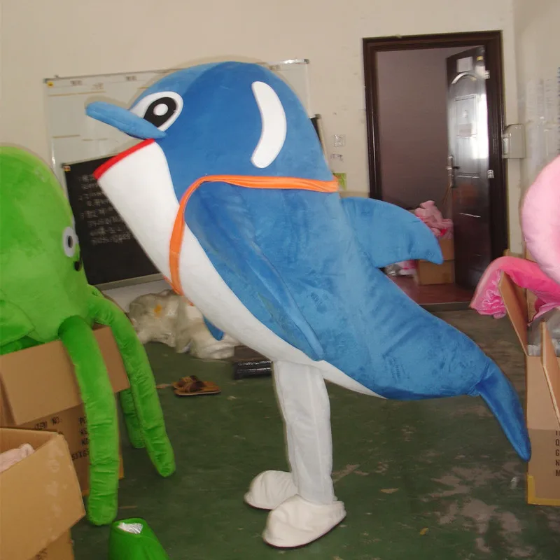 Милый костюм-талисман в виде дельфина косплей смешные костюмы для вечерние