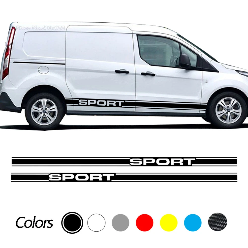 

Автомобильные Боковые двери спортивные полосы наклейки для Ford Transit Custom Side Racing SWB LWB наклейки аксессуары для автомобиля 2 шт.