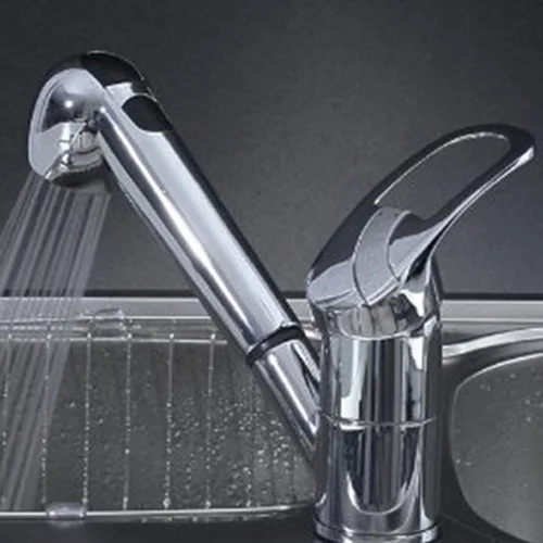 

Single Handle Low Arc Pull Out Kitchen Sink Faucet with Two Spray Model, Chrome