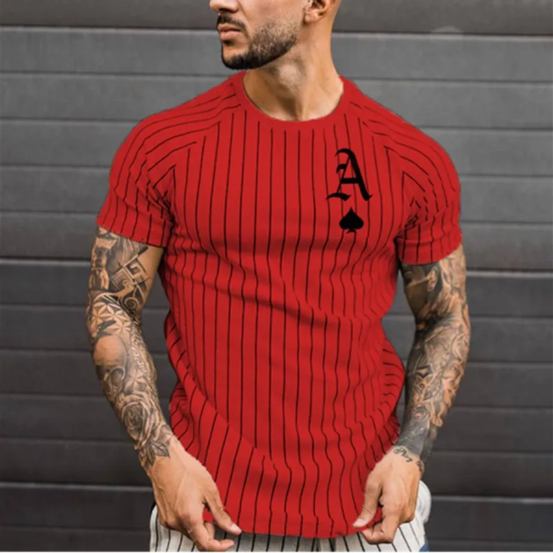 

Men T Shirt Fashion Breathable Summer Men Clothing Streetwear Round Neck Shirt Fashion Poker Print Short Sleeve T-shirts Tops