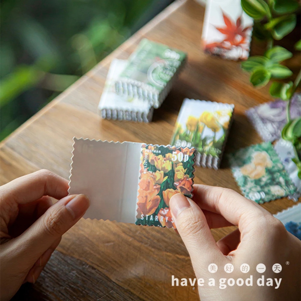 

50 Pcs/bag Stamp Cute Stickers Four Seasons Garden Kawaii Stickers DIY Scrapbooking Diary Album Decorative Stationery Sticker