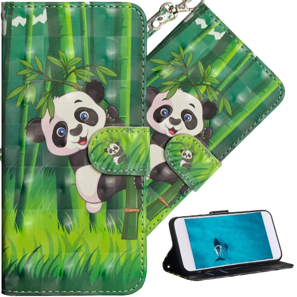 Panda 3D Wallet Case For Xiaomi Redmi Note 8 7 6 5 Pro Redmi 8 7A 7 6 K20 Cover PU Leather Case For Xiaomi Mi 9T 8 SE A2 A3 lite CC9 - Цвет: Panda