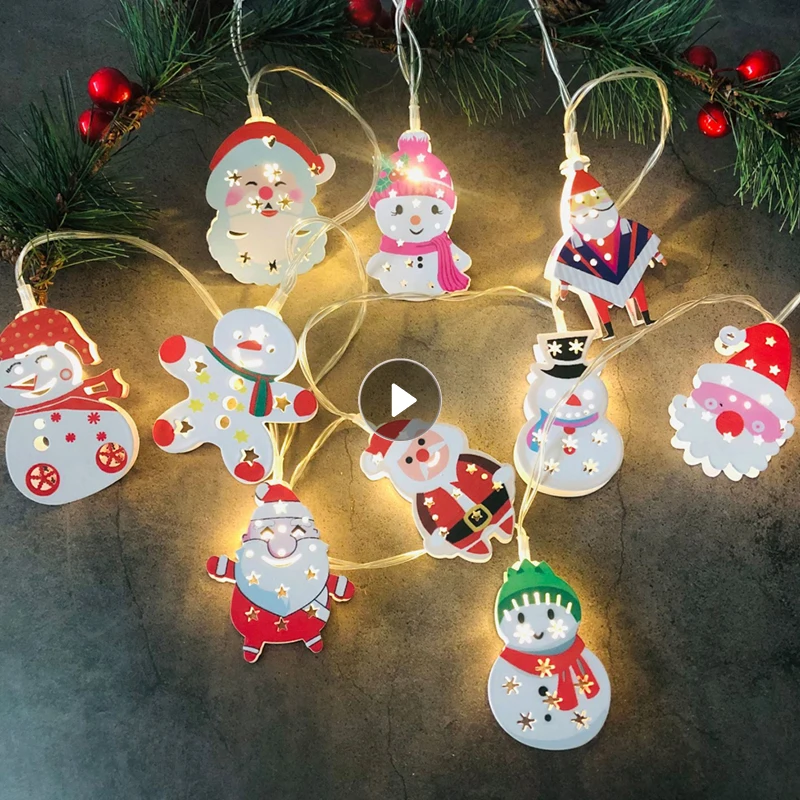 

Рождественская декоративная гирсветильник да, 20 светодиодов, s, Санта-Клаус, снежинки, фонарь, Рождество, дома, улицы, Декор, Новогодняя лампа