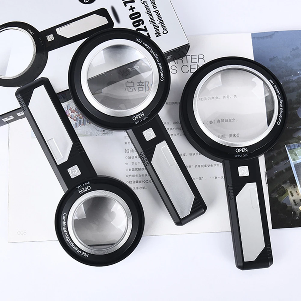 

5x/10x Handheld Magnifying Glass with 6LED 2UV Light Illuminated Hand Held Magnifying Glass Loupe Reading