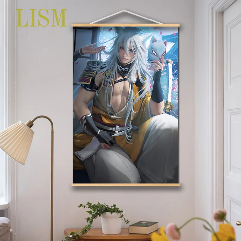 

Touken Ranbu Kogitsunemaru Anime manga wall Poster solid wood hanging scroll with canvas painting