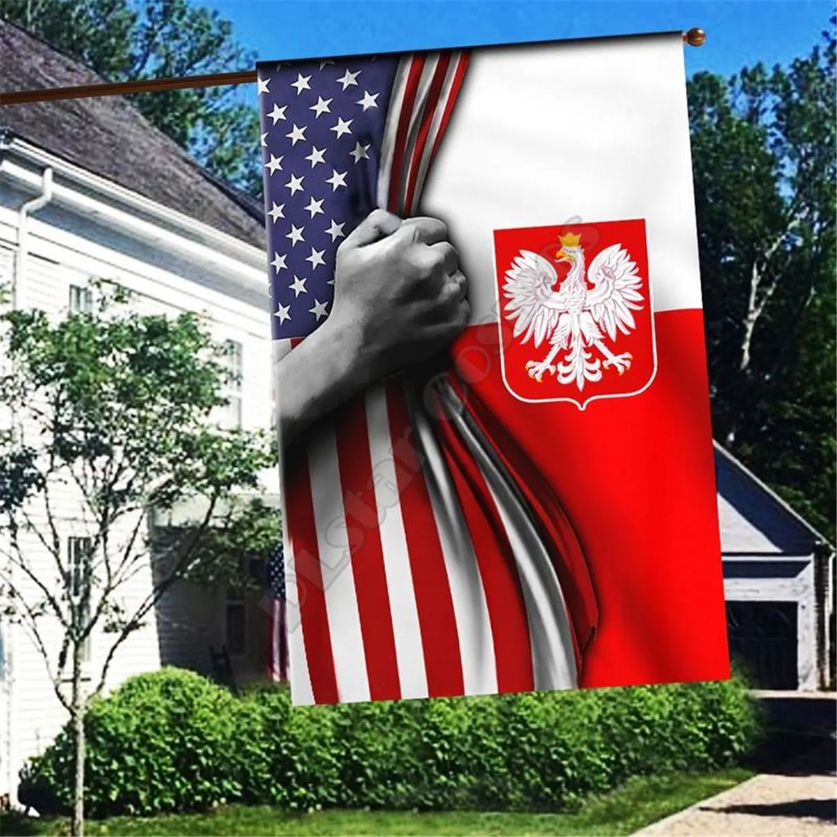 

Poland America Flag 3D Full Printing Garden Flags Hanging House Decoration