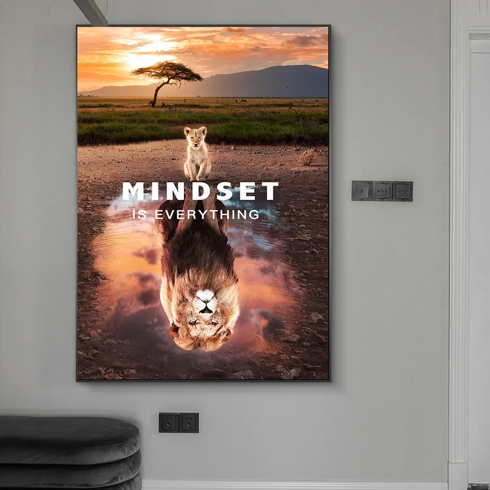 Современная животная Картина на холсте большие и маленькие Львы Mindset Настенная