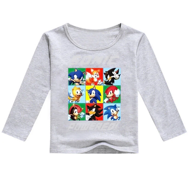

Fashion Sonic The Hedgehog T Shirt Kids Base Shirt Spring Boys Clothes Casual Cartoon Loose Girls Long Sleeve Tops Children Tees