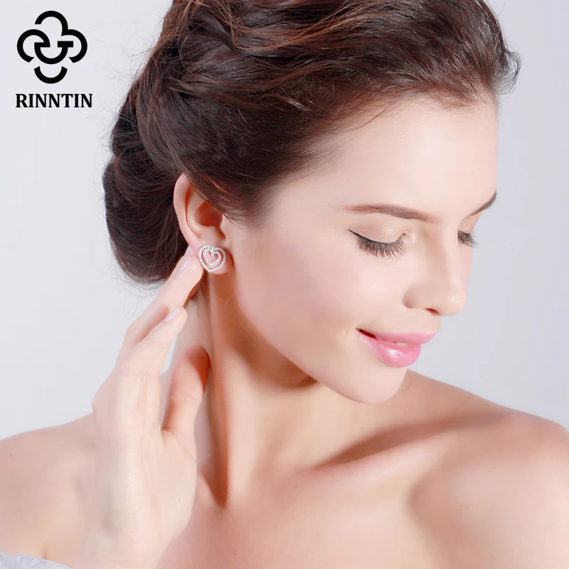 Женские серьги гвоздики из серебра 925 пробы с фианитом|Серьги-гвоздики| |