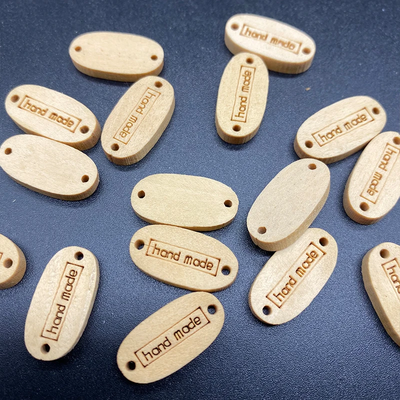 Натуральный цвет 35 шт. деревянные кнопки &quotручной работы&quot бирки Дерево Швейные