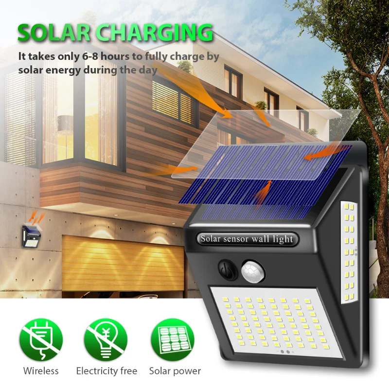 

100/140LED Solar Light Outdoor Lamp PIR Motion Sensor Solar Powered Sunlight Street Light for Garden Decoration Waterproof Light