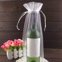 20pcs sheer organza wine bags reusable simple bottle wrap dresses festive packaging baby shower wedding favors samples 14x37cm