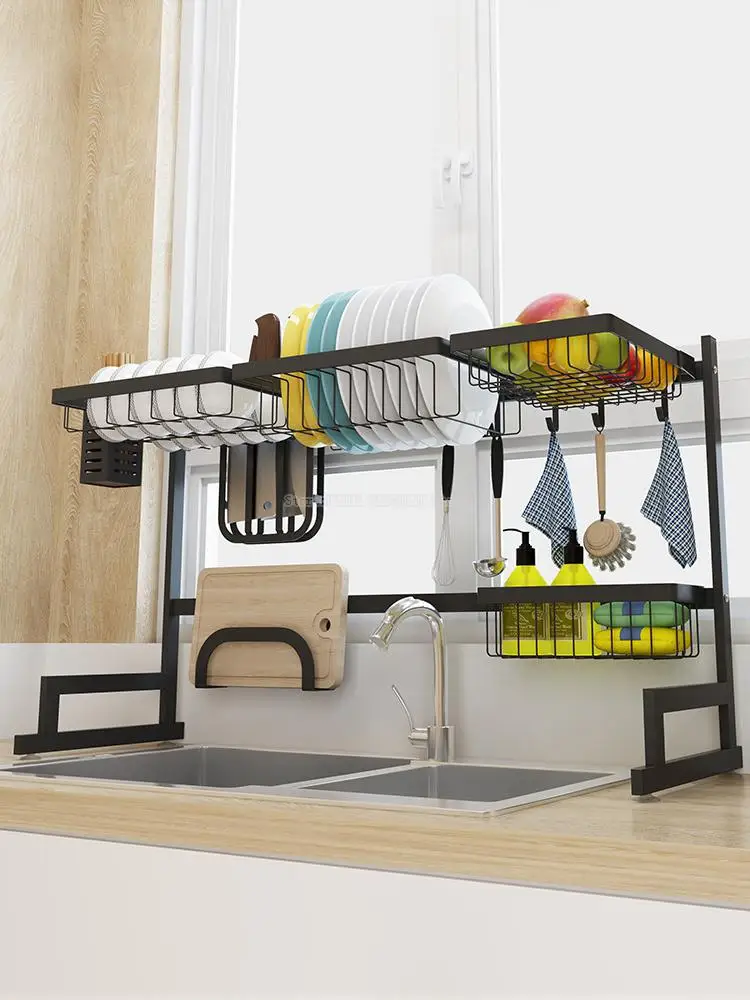 Сливная полка из нержавеющей стали кухонная двухэтажные полы и раковина для