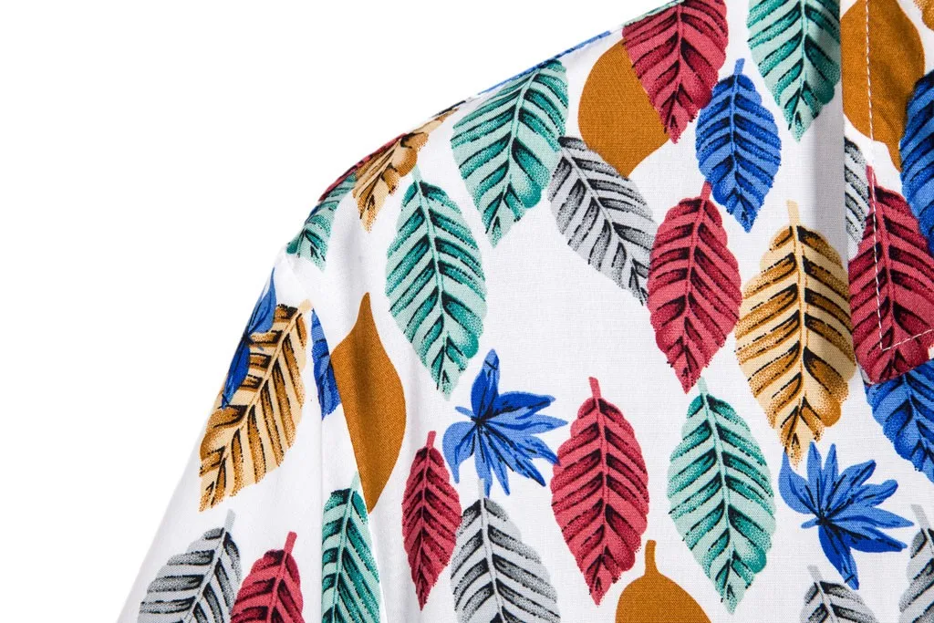 Мужская Этническая рубашка с коротким рукавом Повседневная гавайская принтом