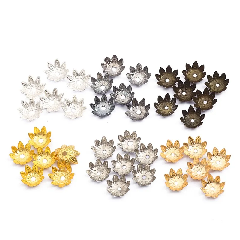 

Mixed Colors 100pcs/lot 8/10mm Flower Spacer Beads Cap Diy Bracelet Beaded End Caps for Jewelry Making Findings