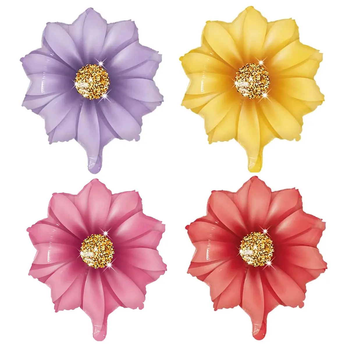 

4Pcs SunFlower Flower Foil Balloons Red Rose Purple Yellow Daisy Birthday Party Shower Globos Valentine's Day Wedding Decoration