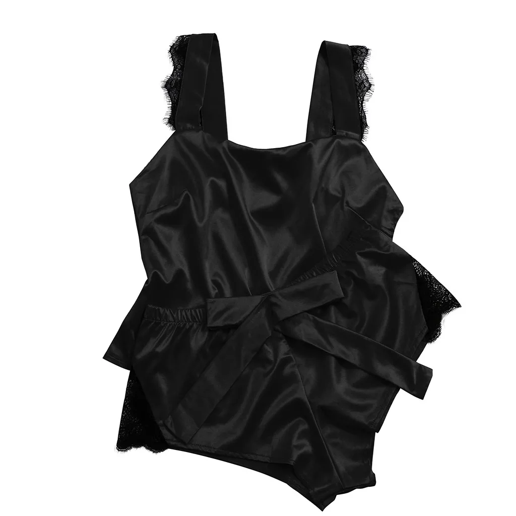 Летний новый сексуальный атласный Шелковый Камзол с полосатыми шортами без