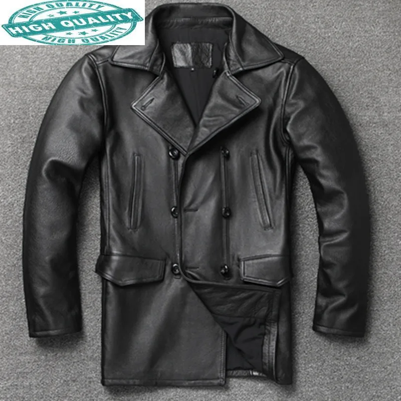 

Genuine Men's Cow Jacket Men Clothing Korean Windbreaker Leather Trench Coats Chaqueta Cuero Hombre