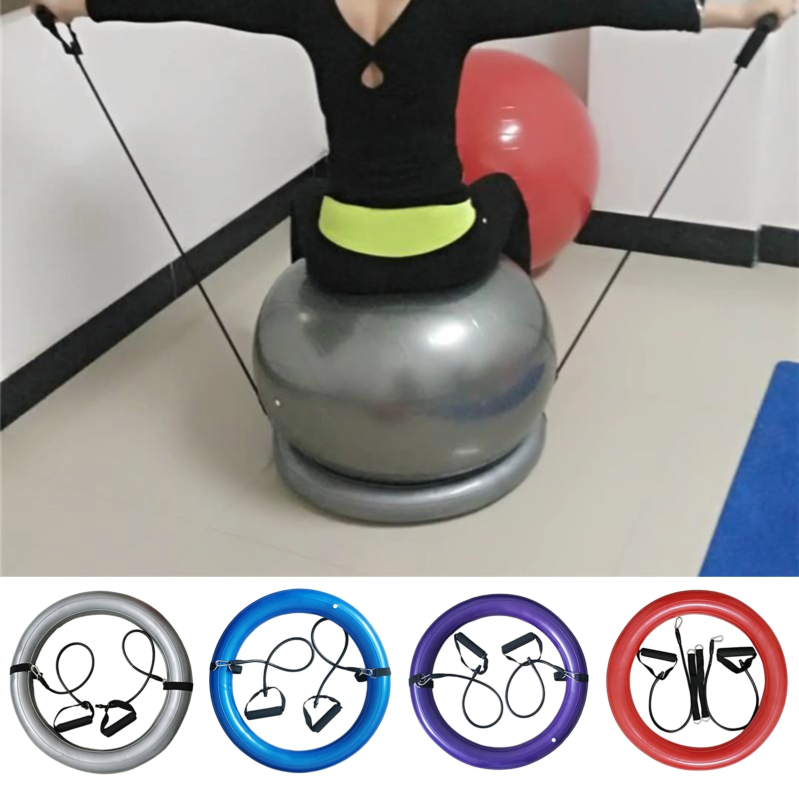 

Stability Ring Ball Stand Holding Base with Resistances Band Handle Home Office