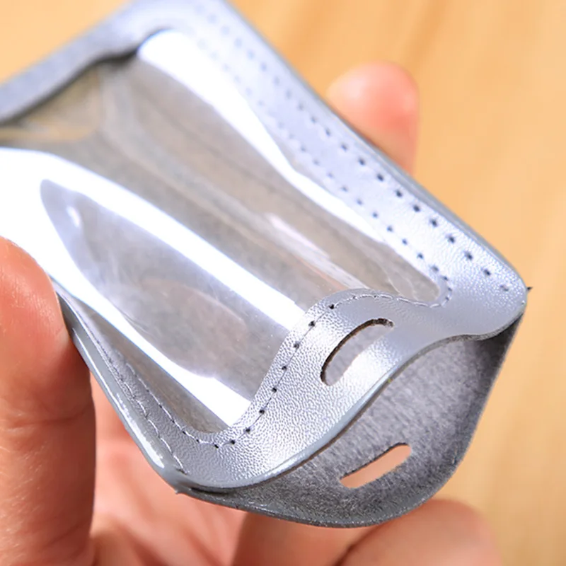 

PU Card Holder Men Business Badge Card Case Women Employee Transparent Card Cover Student Lanyard Leather ID Name Card Holder