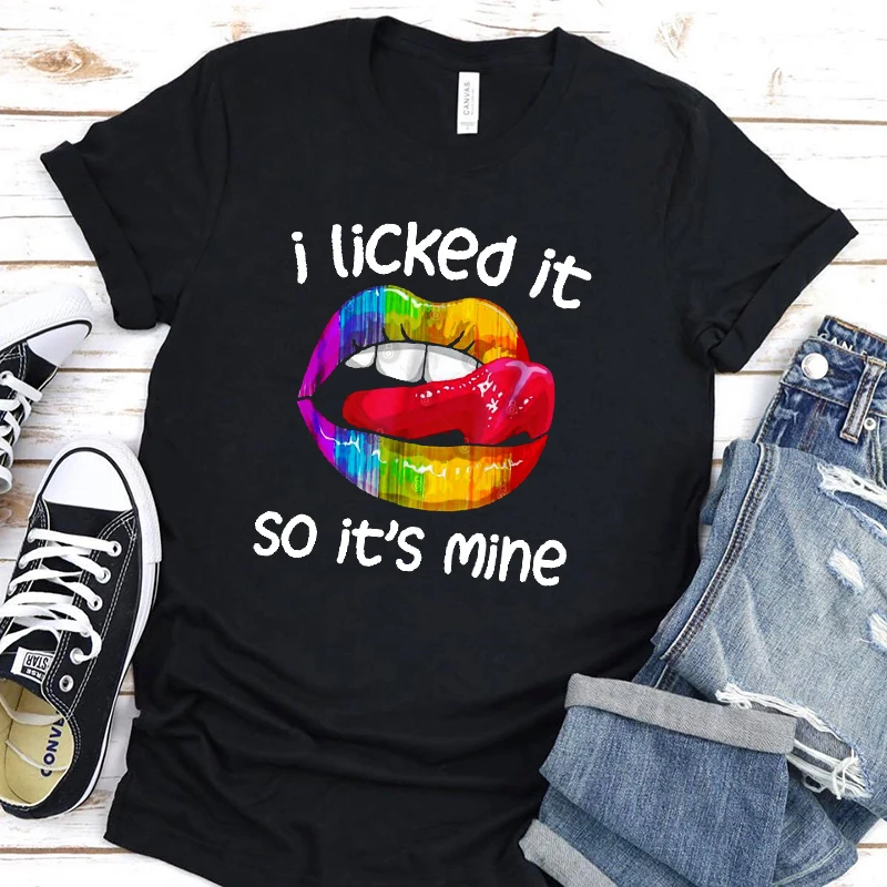 Черная футболка с надписью I Licked It So It's Mine женская одежда 2020 летняя Женские