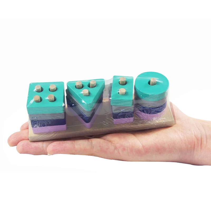 

Wooden Montessori Toy Color Shape Match Building Blocks Early Learning Educational Toys Kids Puzzle Toys For Boys Girls Children