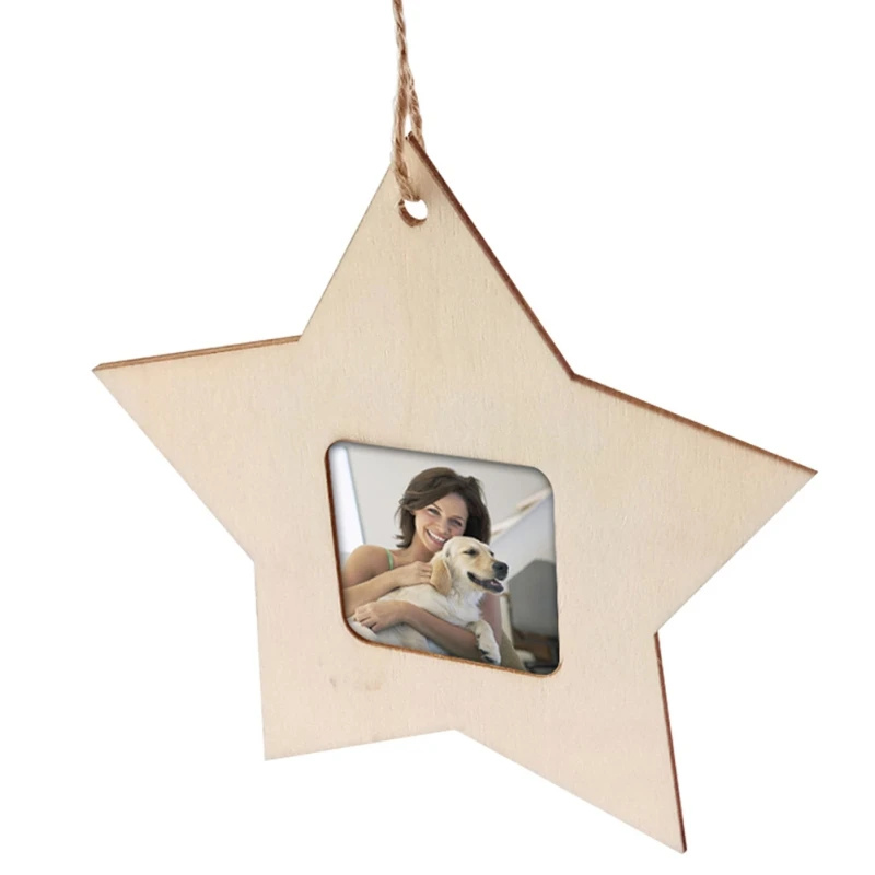 

Mini Star Photo Frame Wooden Household Decor Christmas Small Photo Frame Hanging Decoration Home Diy Party Kids Gifts