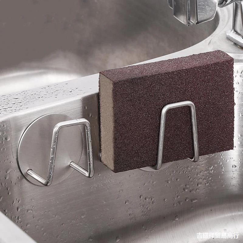 

Kitchen Stainless Steel Sink Sponges Holder Self Adhesive Drain Drying Rack Kitchen Wall Hooks Accessories Kitchen Organizer