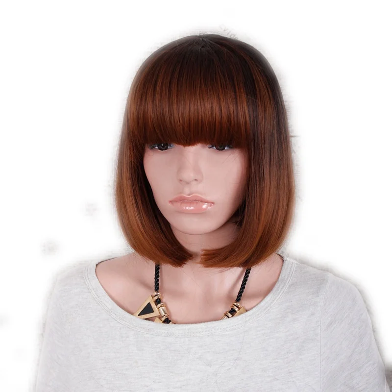 Desire for hair 1 шт. 13 дюймов короткие прямые Омбре черный бриллиант синий цвет термостойкие синтетические парики с челкой для женщин