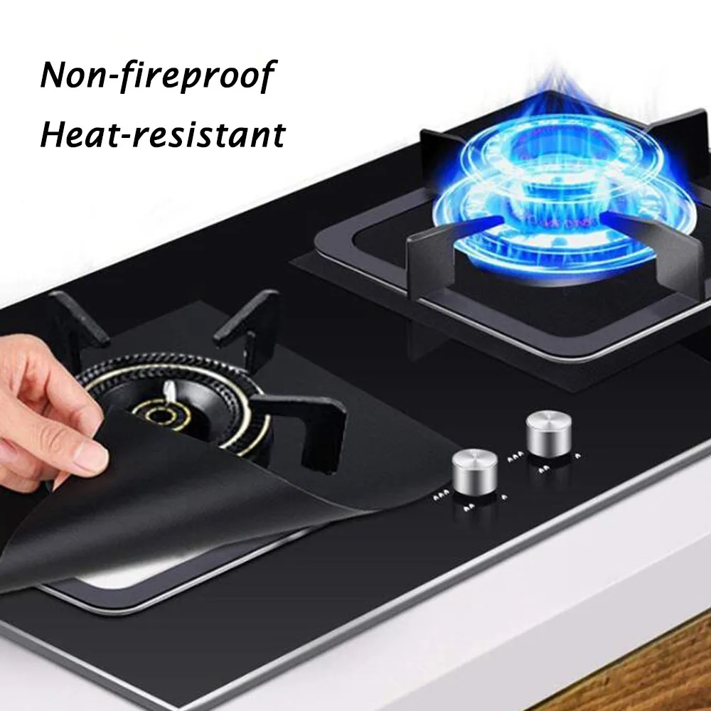 

4PCS Reusable Foil Cover Gas Stove Protector Non-Stick Stovetop Burner Sheeting Mat Pad Clean Liner For Kitchen Cookware