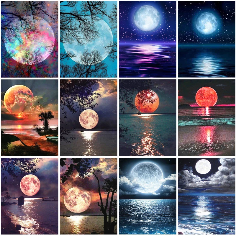 

Diy 5d Full Drill Round Square Rhinestones Moon Landspace Diamant Painting Embroidery Home Decor Handmade Gift Diamond Painting