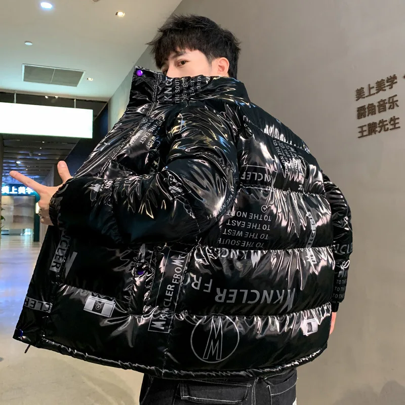 Men's Fashion Letters Full Print Stand-up Collar Cotton Clothes Winter Korean Version of The Trend of Thick Warm Bread Clothes
