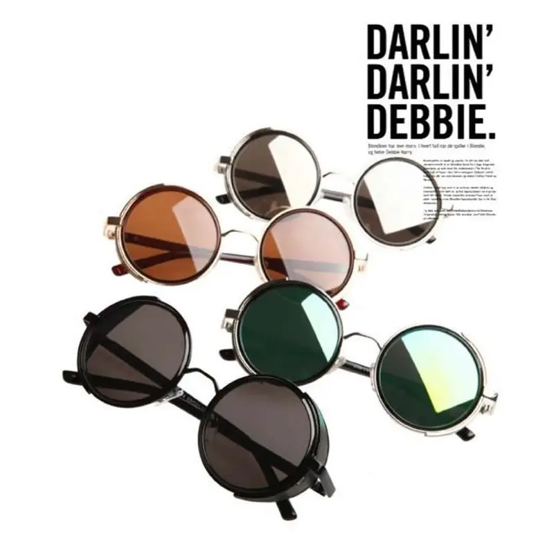 Модные солнцезащитные очки в стиле стимпанк круглый коврик хиппи ретро