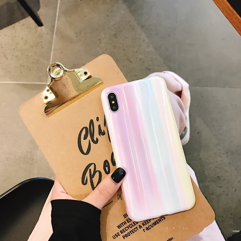 Лазерный Радужный телефонный чехол GlamPhoneCase для iPhone X XS Max XR мягкий силиконовый 7 8 6
