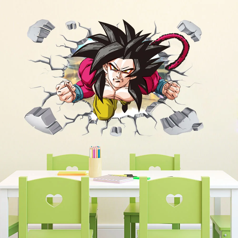 Наклейка s Виниловая Наклейка Декор Dragon Ball Z Гоку мультфильм 3D дети аниме разбиться настенное украшение для комнаты мальчик девочка стена